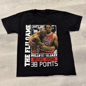Michael Jordan Flu Game T-Shirt Black Men’s M Bulls 1997 NBA Finals Graphic Tee
